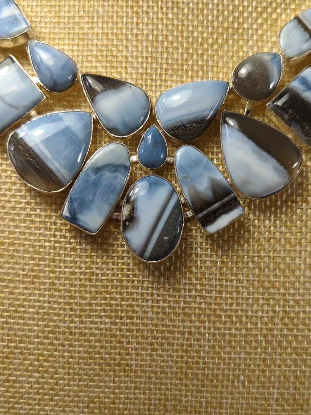 Blue Owyhee Opal Large Natural Stone Statement Necklace - Picture 4 of 7
